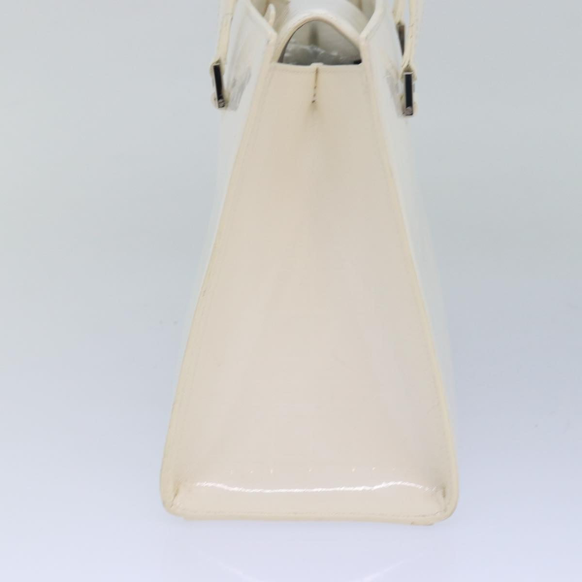 Burberry Nova Check Hand Bag Enamel White Auth ep4744