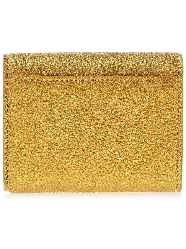 Luxury Balenciaga Trending 2026 Logo Print Tri-Fold Half Wallet Gold