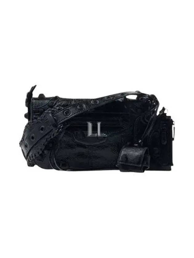 Luxury Balenciaga Trending 2026 Le Cagole XS Lambskin Flap Cross Bag Black