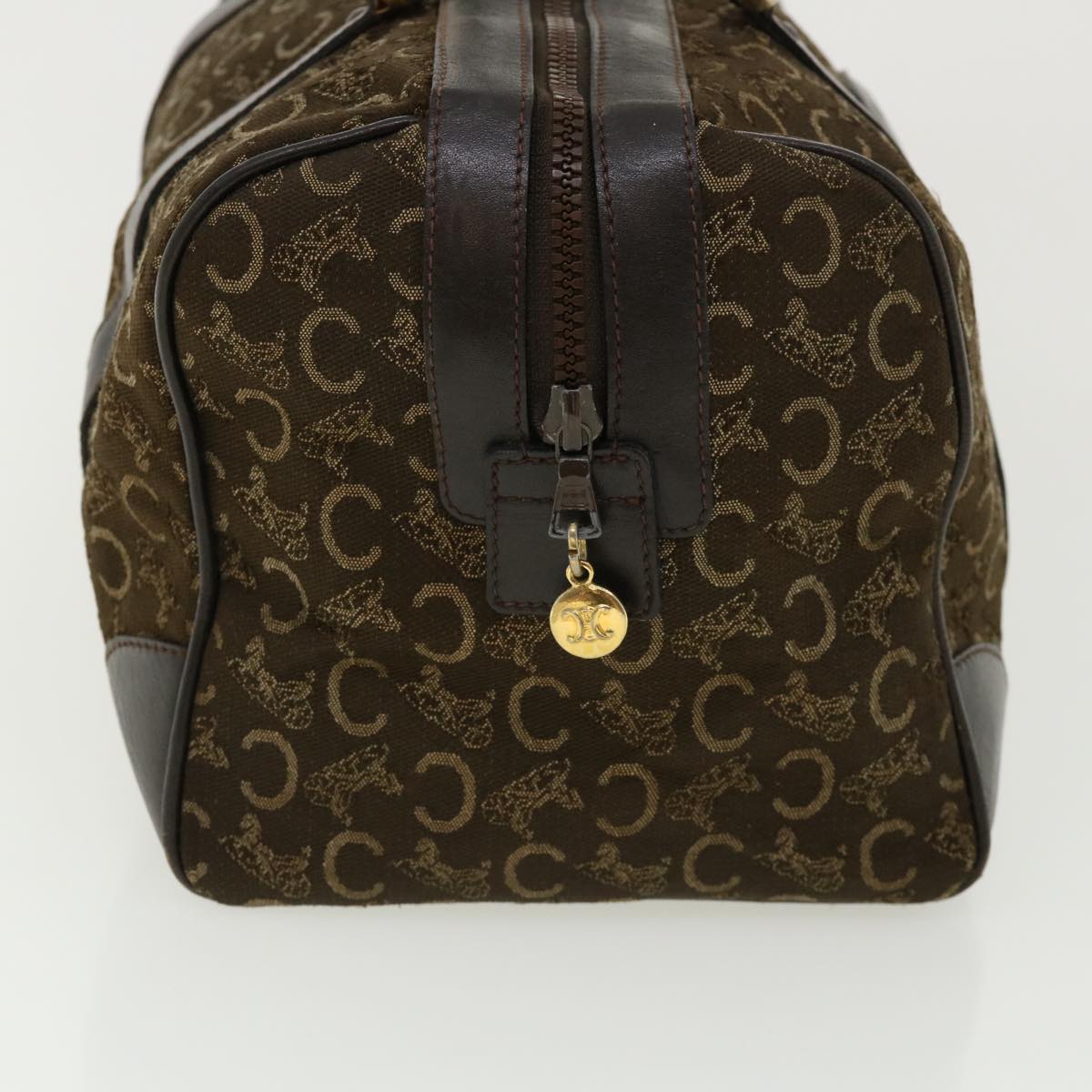 Luxury CELINE Macadam Canvas Hand Bag PVC Leather Brown fm1746