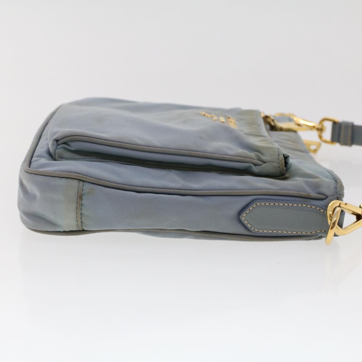 Prada Shoulder Bag Nylon Leather Blue