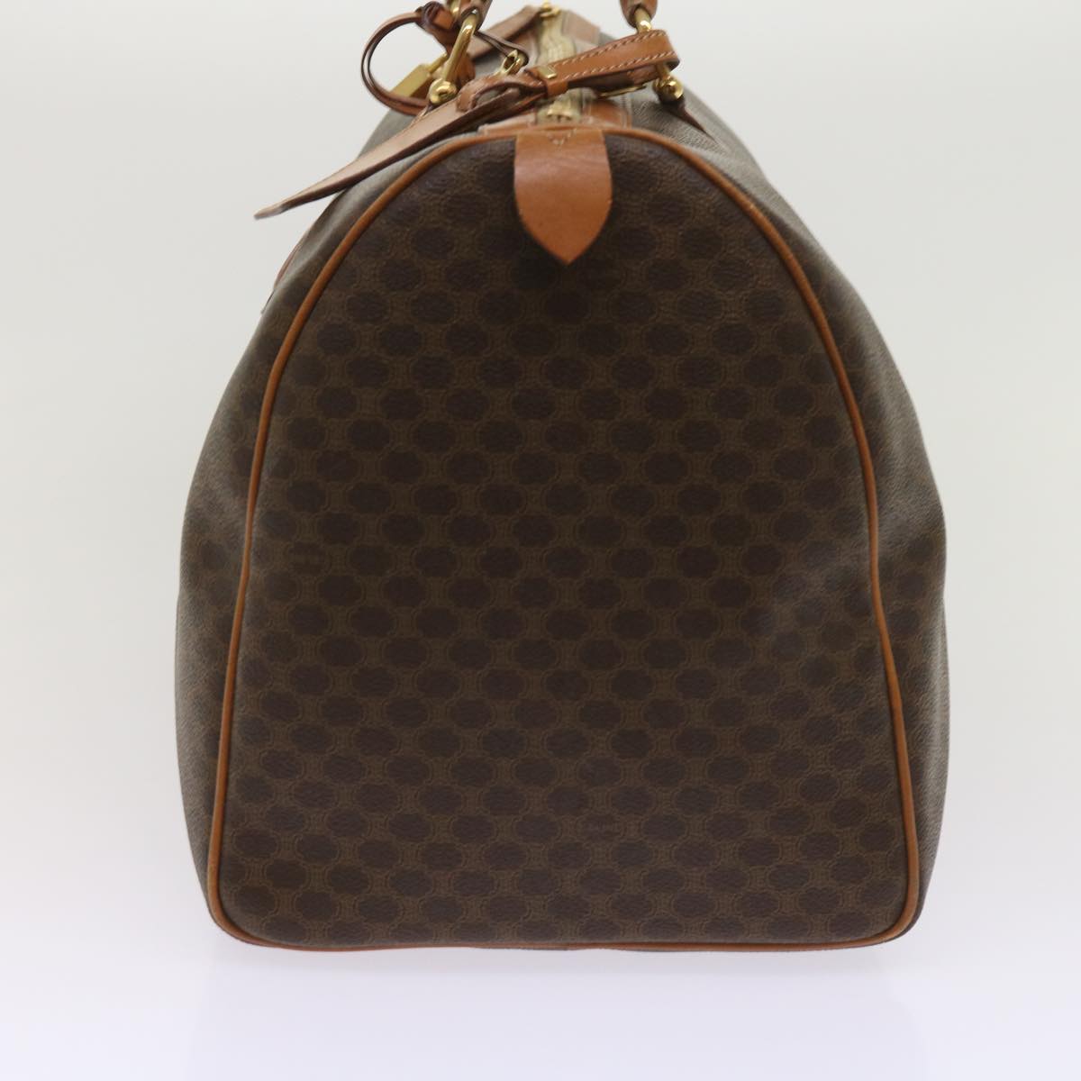 Luxury CELINE Macadam Canvas Boston Bag PVC Brown fm3128