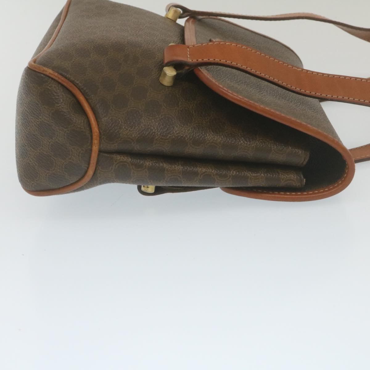 Luxury CELINE Macadam Canvas 2Way Shoulder Hand Bag PVC Leather Brown am2277g