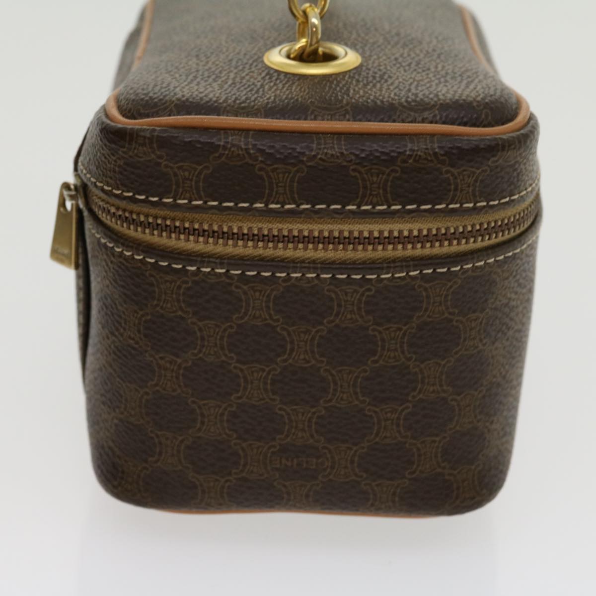 Luxury CELINE Macadam Canvas Vany Hand Bag PVC Leather Brown am2715g