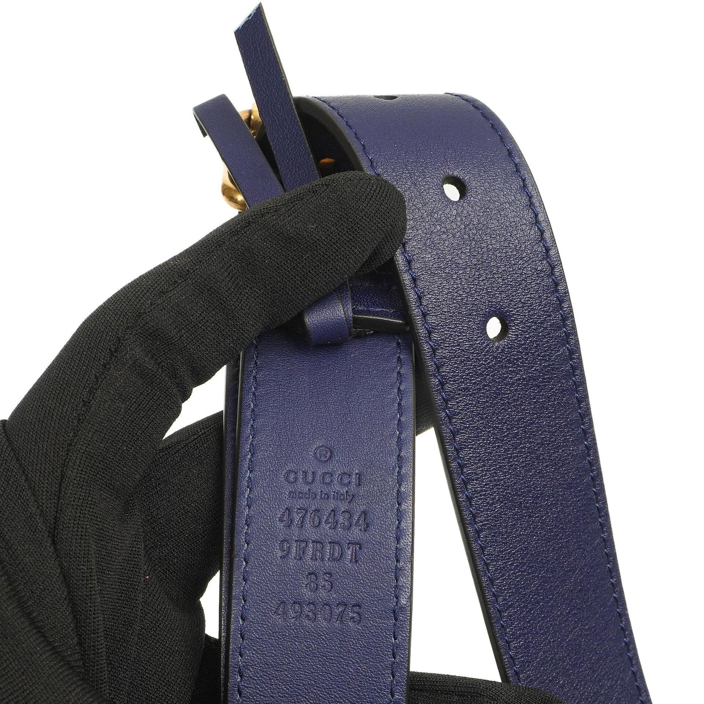 Gucci GG Marmont Matelasse Cobalt Blue Velvet Belt Bag 85 34