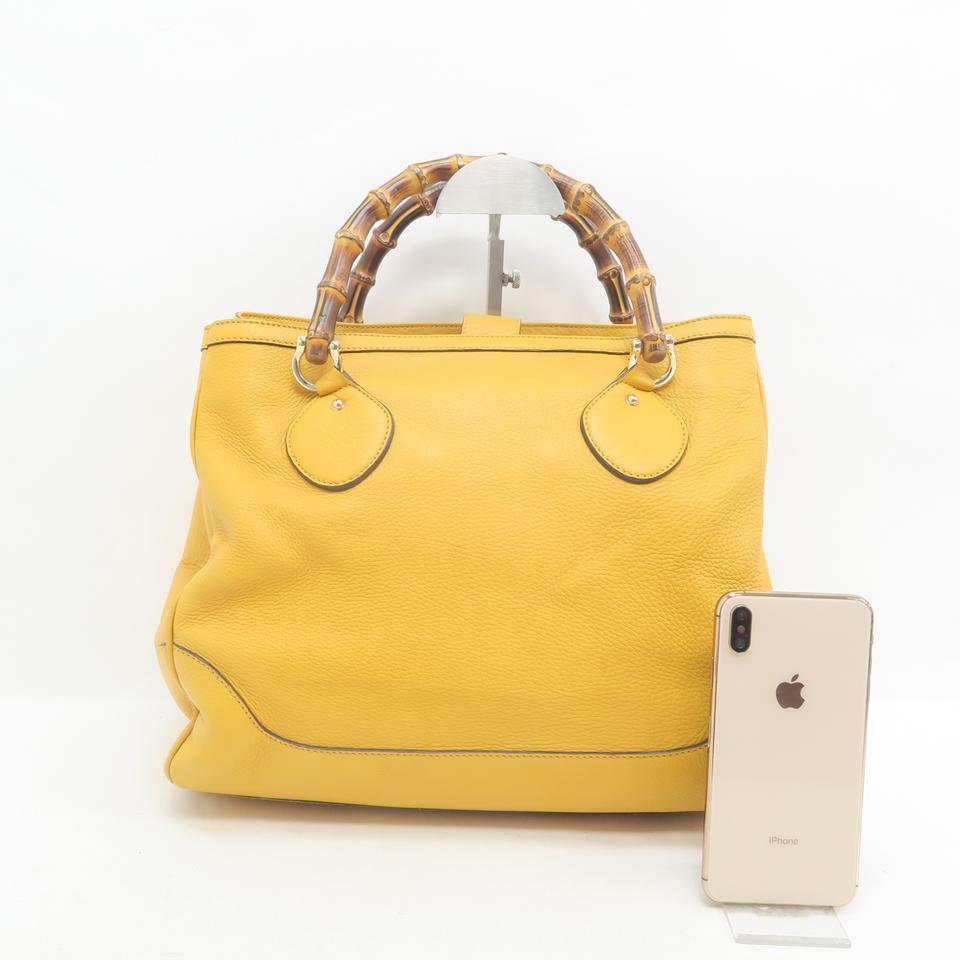 Gucci Bamboo Yellow Calfskin Tote