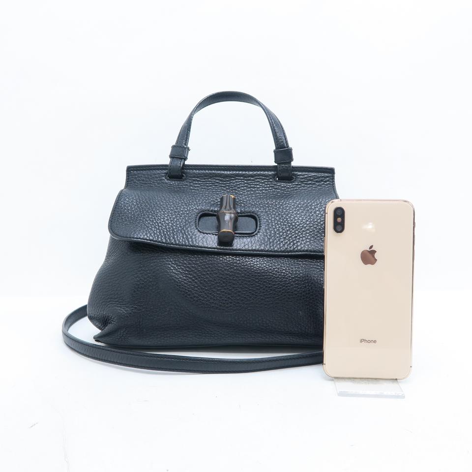 Gucci Bamboo Black Leather Calfskin Tote