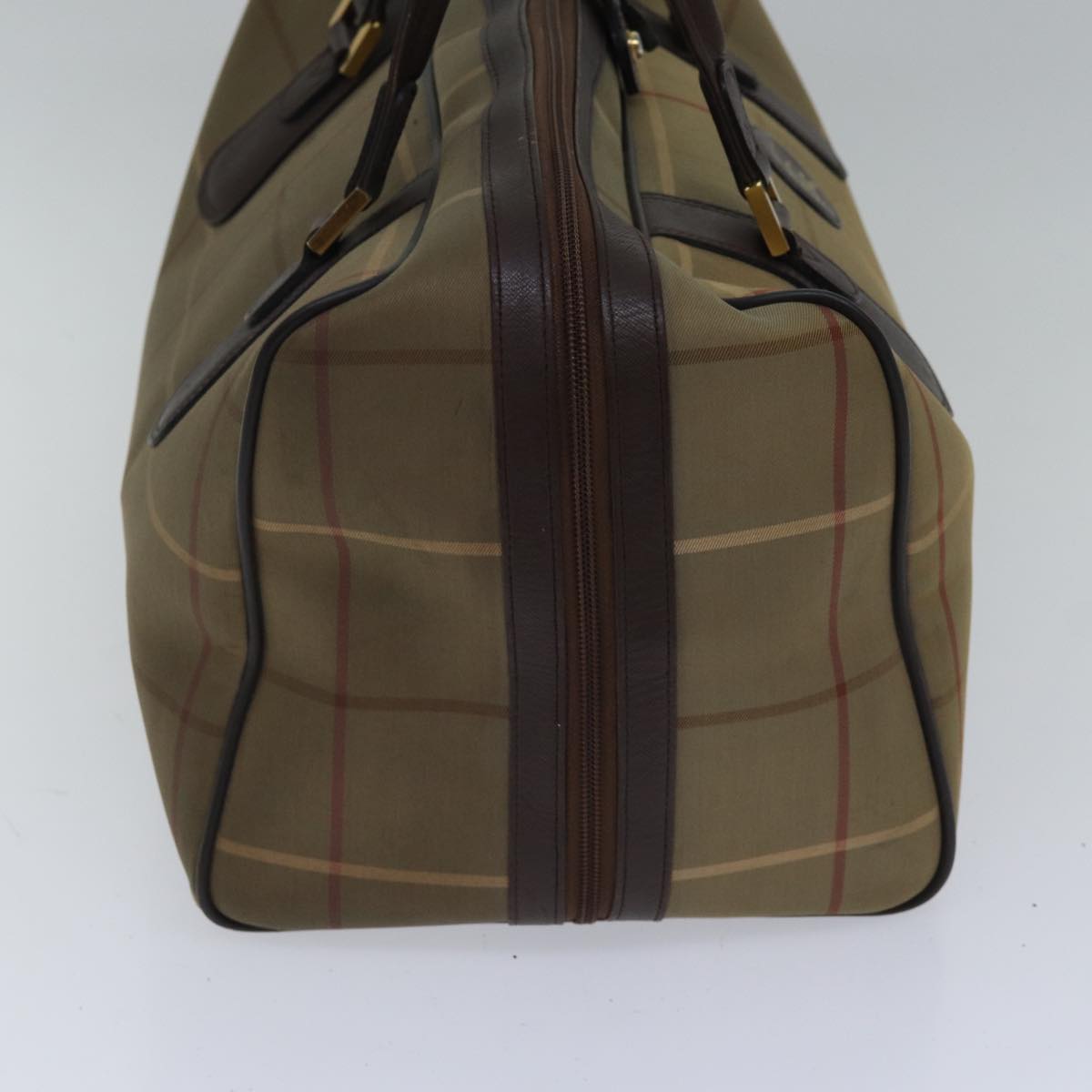 Burberry Nova Check Boston Bag Canvas Beige Auth hk1648