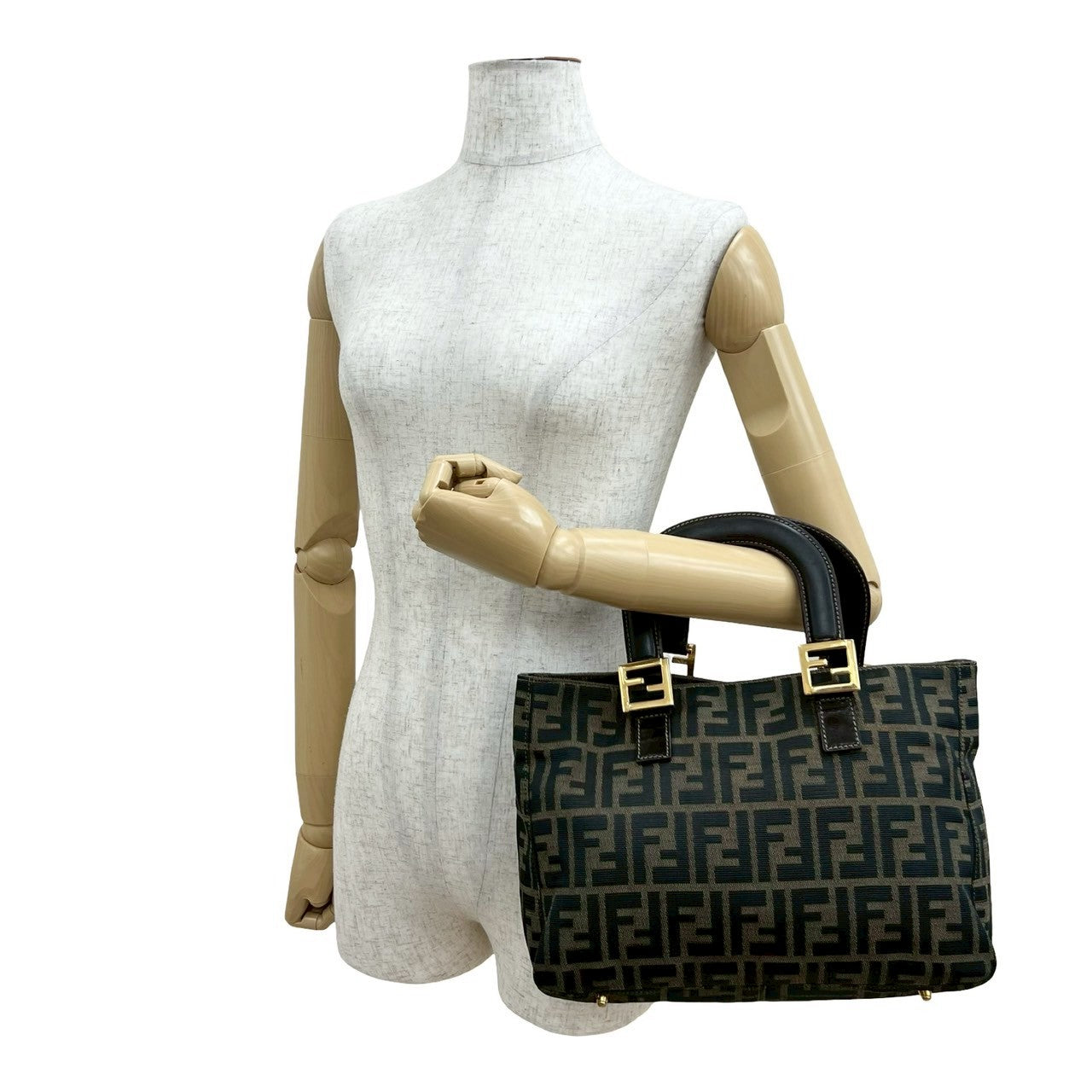 Fendi Zucca Canvas Leather Handbag