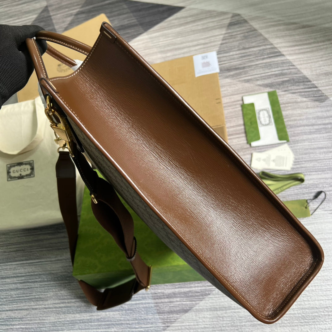 Gucci Monogram Leather Canvas Tote