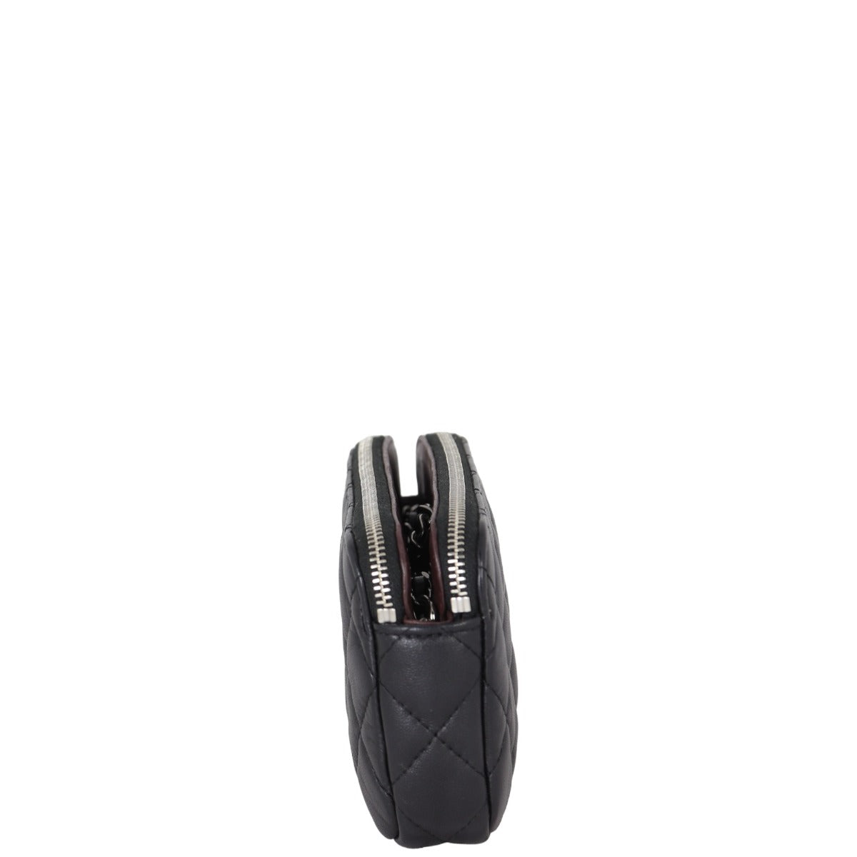 Chanel CC Double Zip Clutch with Chain | Black Lambskin