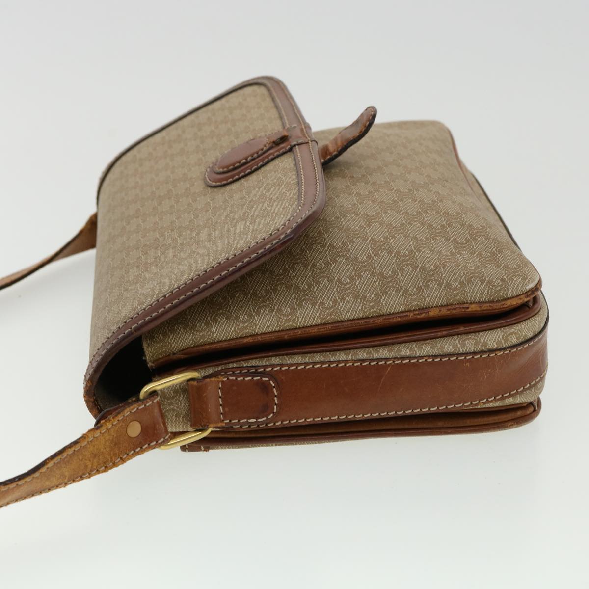 Luxury CELINE Macadam Canvas Shoulder Bag Beige ki2254