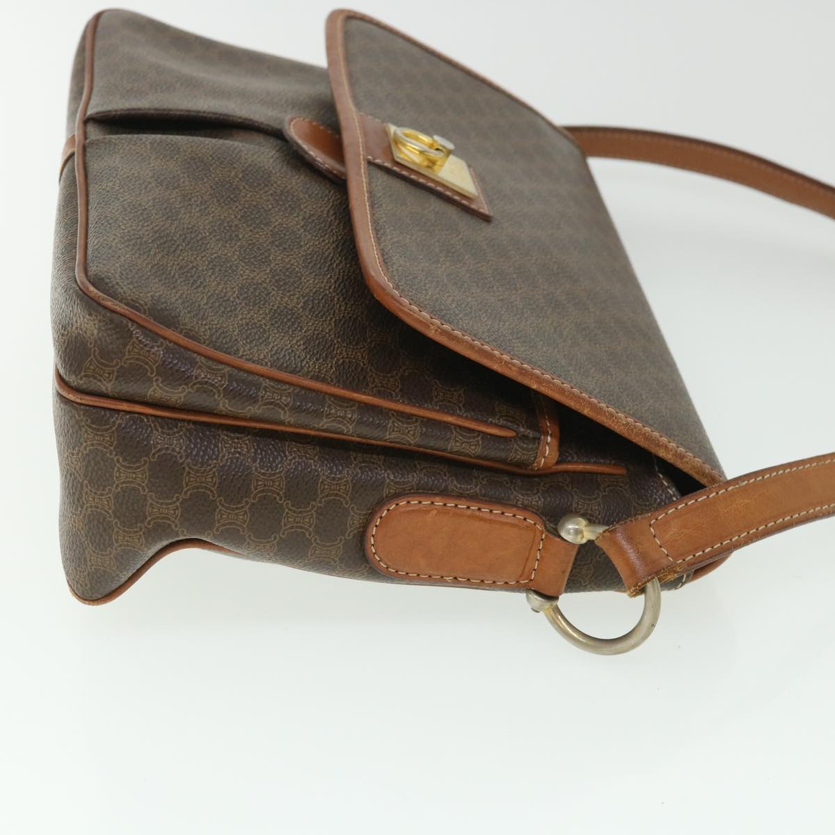 Luxury CELINE Macadam Canvas Shoulder Bag PVC Leather Brown ki3561