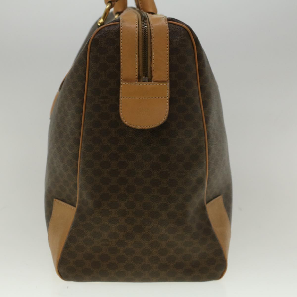 Luxury CELINE Macadam Canvas Boston Bag PVC Leather Brown ki3691