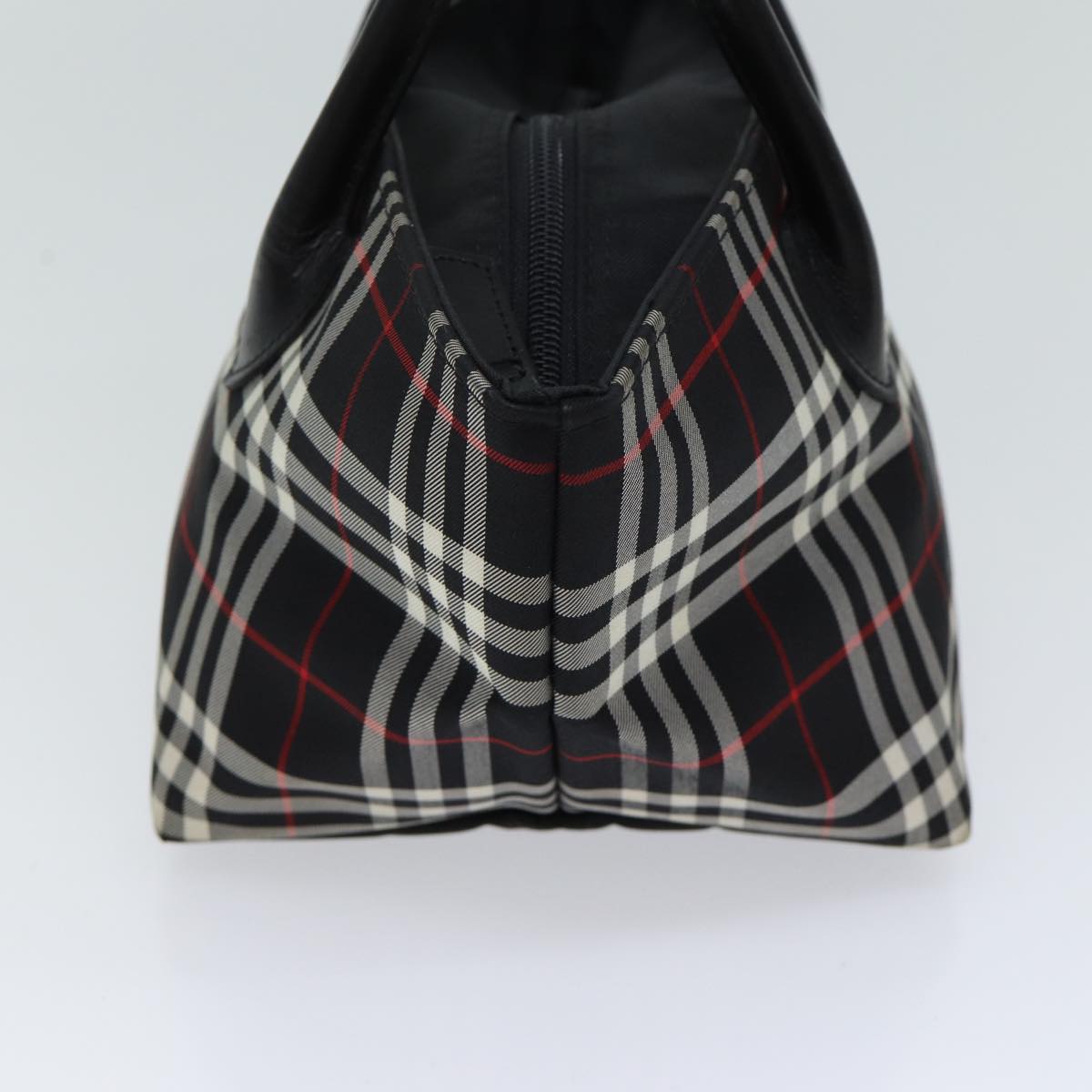 Burberry Nova Check Blue Label Hand Bag Nylon Black Auth kk207