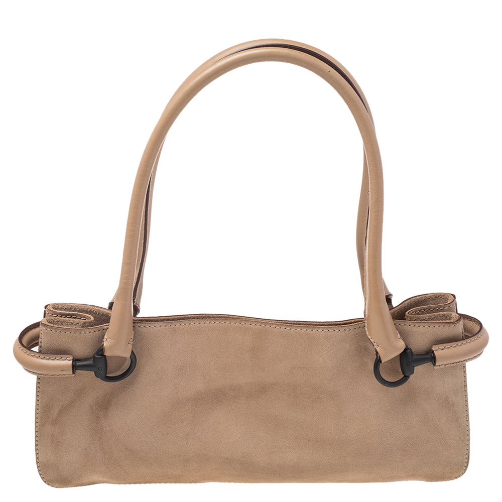 Gucci Beige Leather Canvas Shoulder Bag Style 2