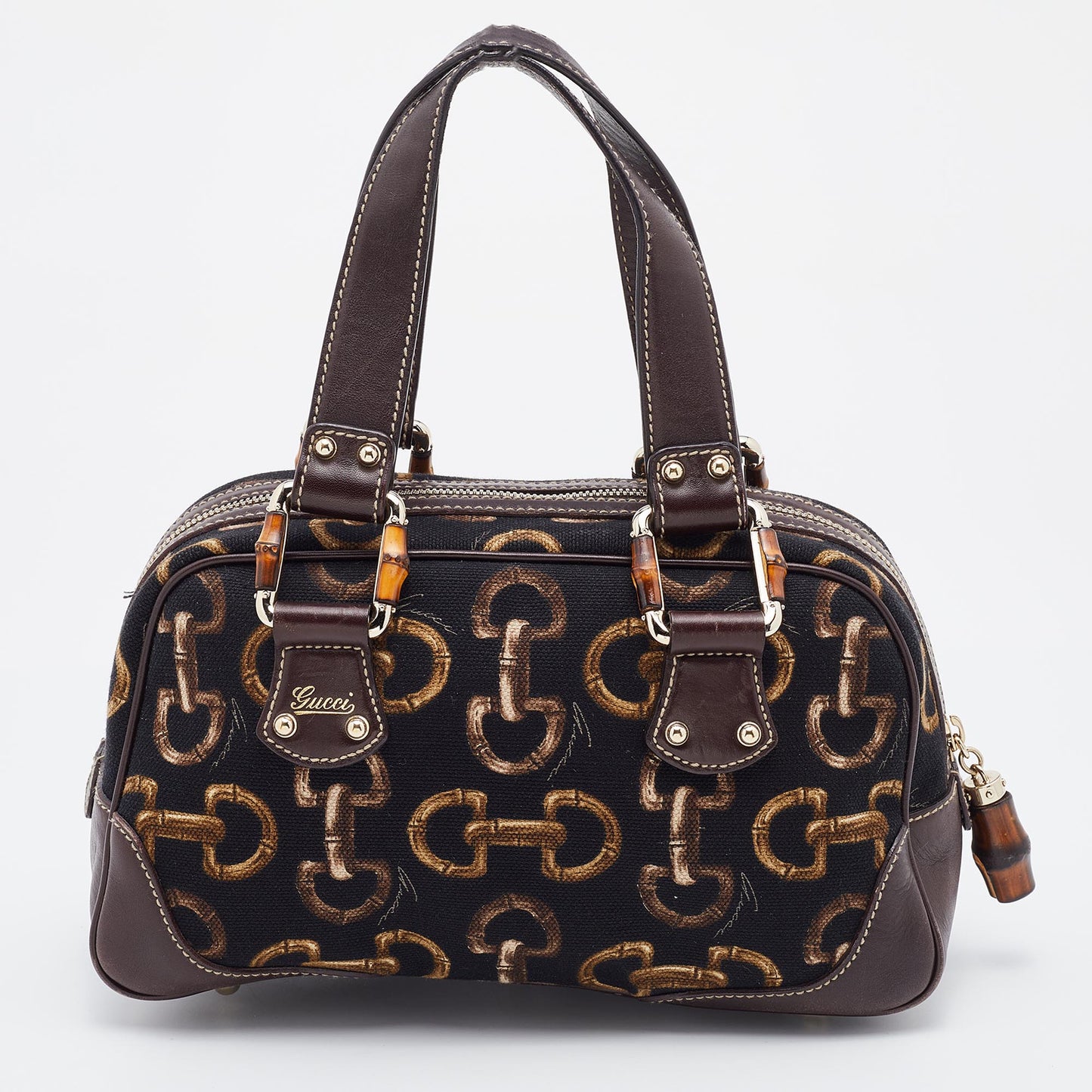 Gucci Lou Leather Canvas Handbag