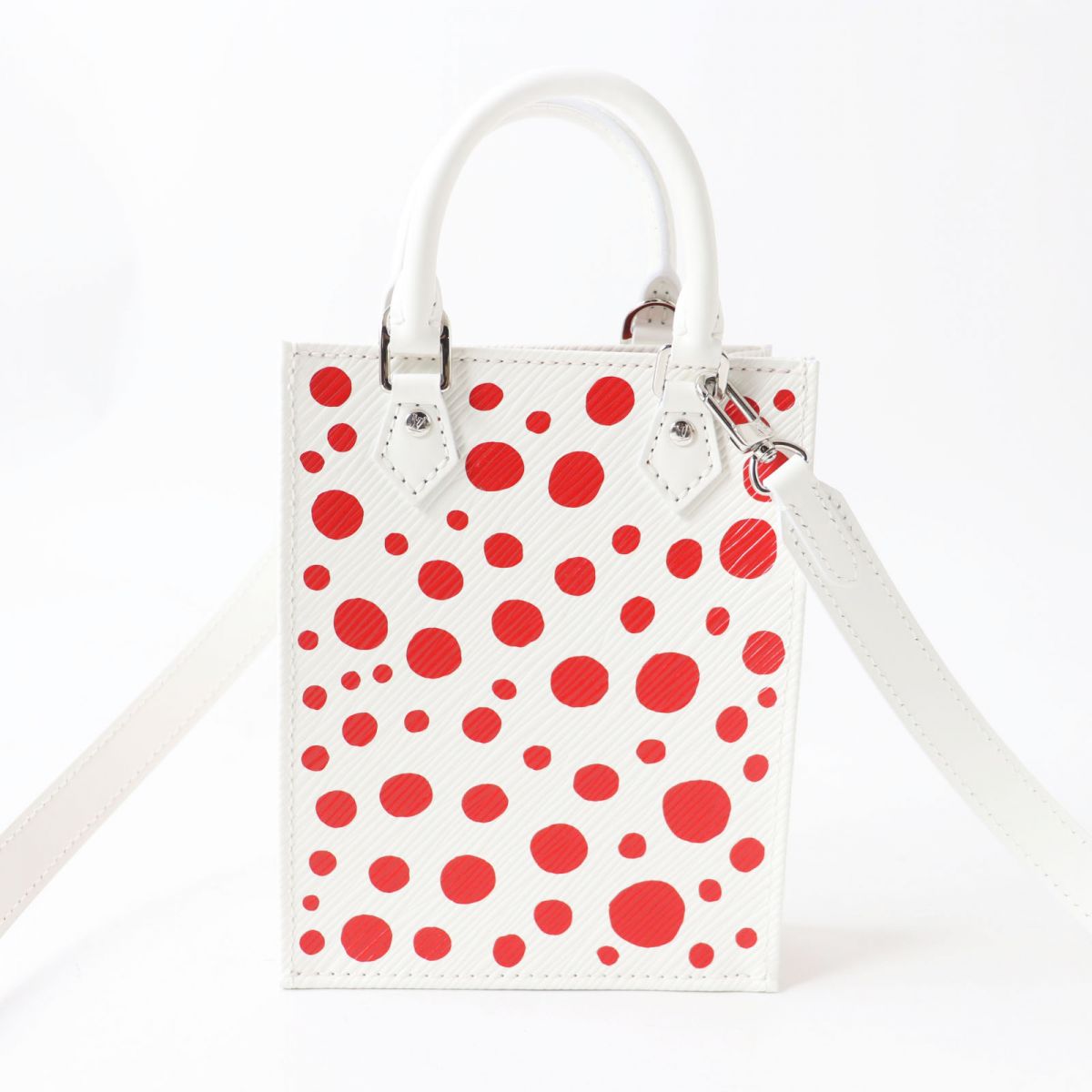 LOUIS VUITTON Handbag leather Red Sac Plat 2-Way Handbag Infinity Dot Petite