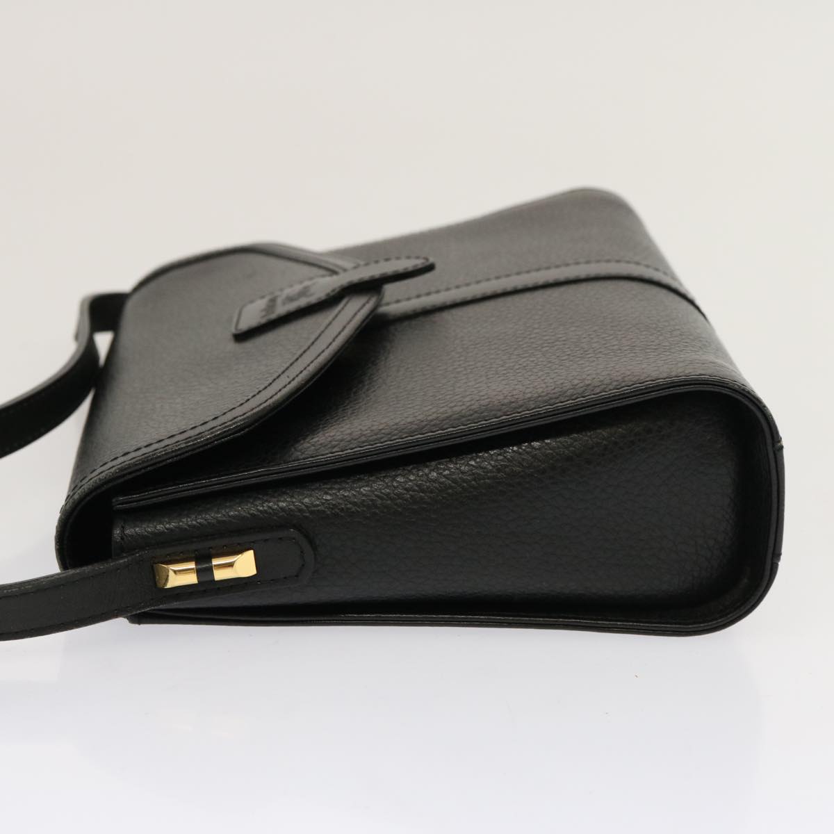 Burberry Shoulder Bag Leather Black Auth mr101