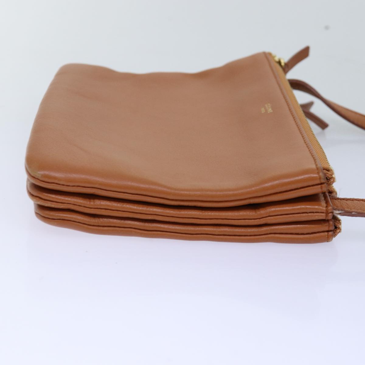 Luxury CELINE Trio Shoulder Bag Leather Brown mr168