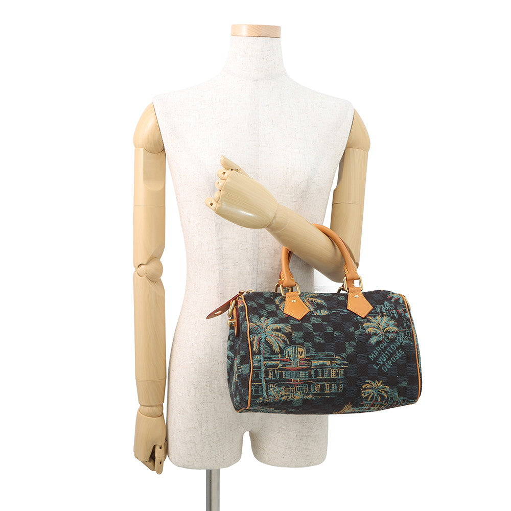 LOUIS VUITTON Speedy Bandouliere Marina blueN00225 Damier Palm Tree Size 25