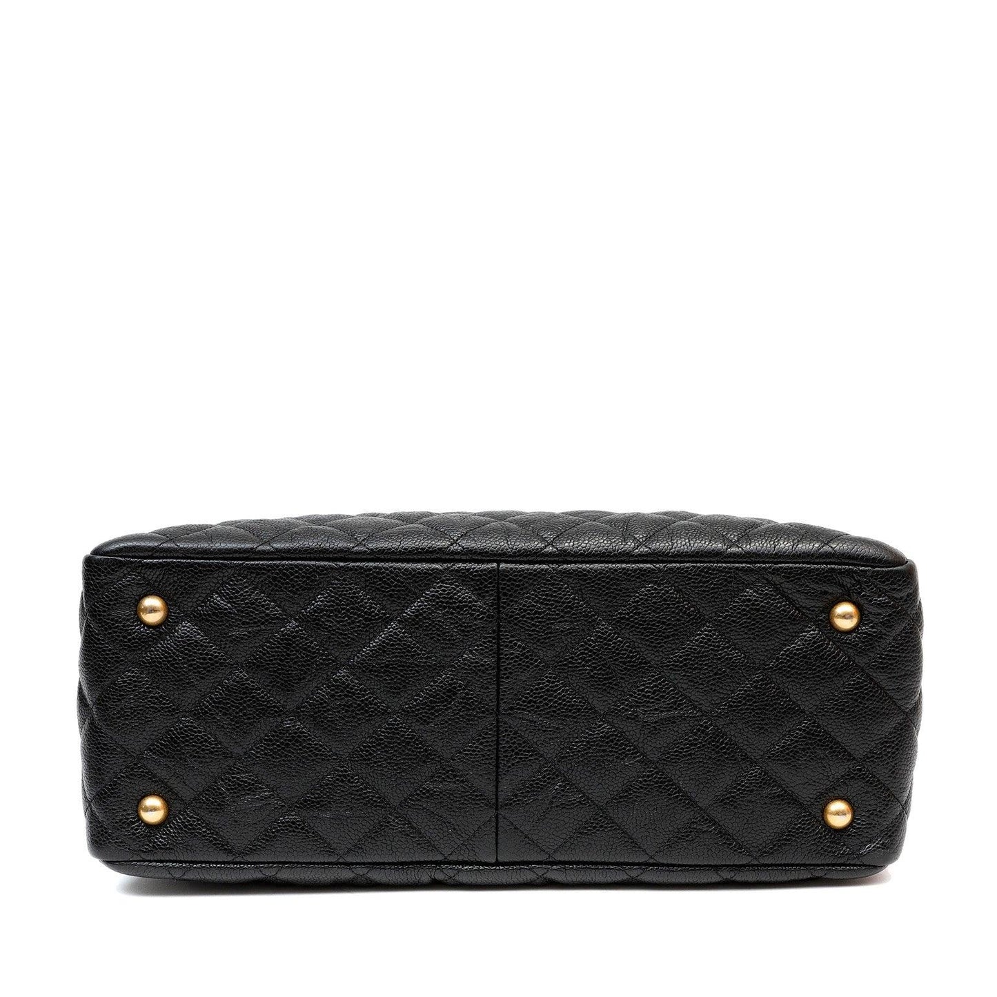 Chanel Black Caviar Quilted Tote w Gold CC Hardware