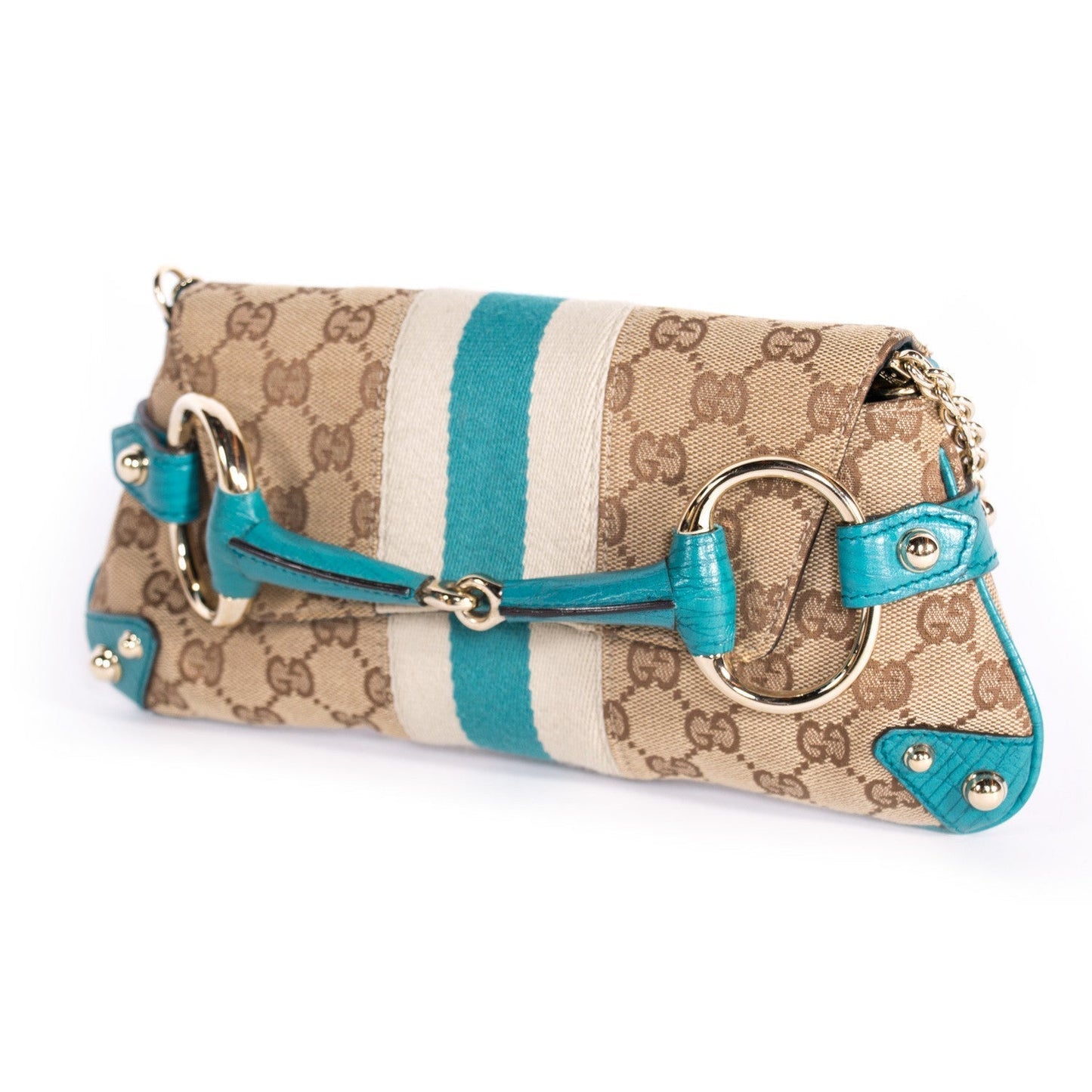Gucci Horsebit Leather Monogram Shoulder Bag Style 1