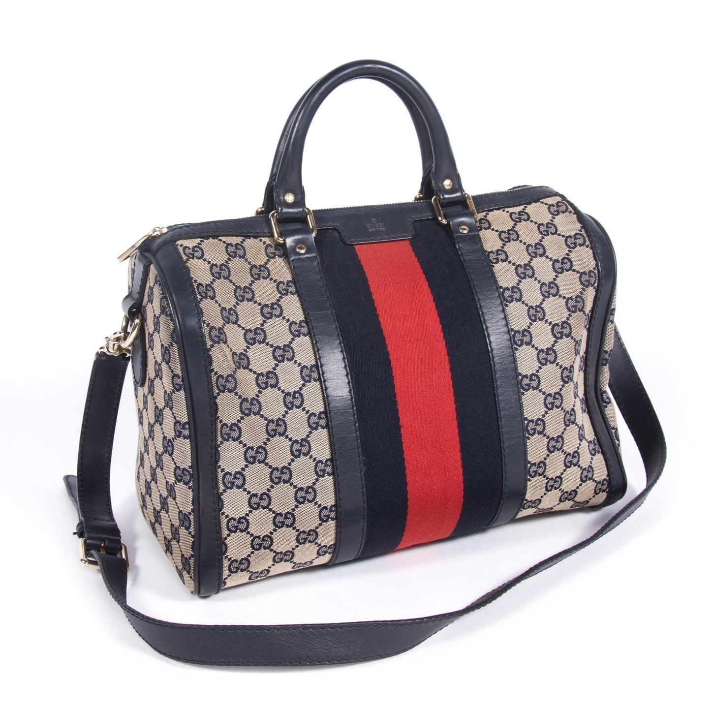 Gucci Boston Leather Canvas Shoulder Bag Style 6