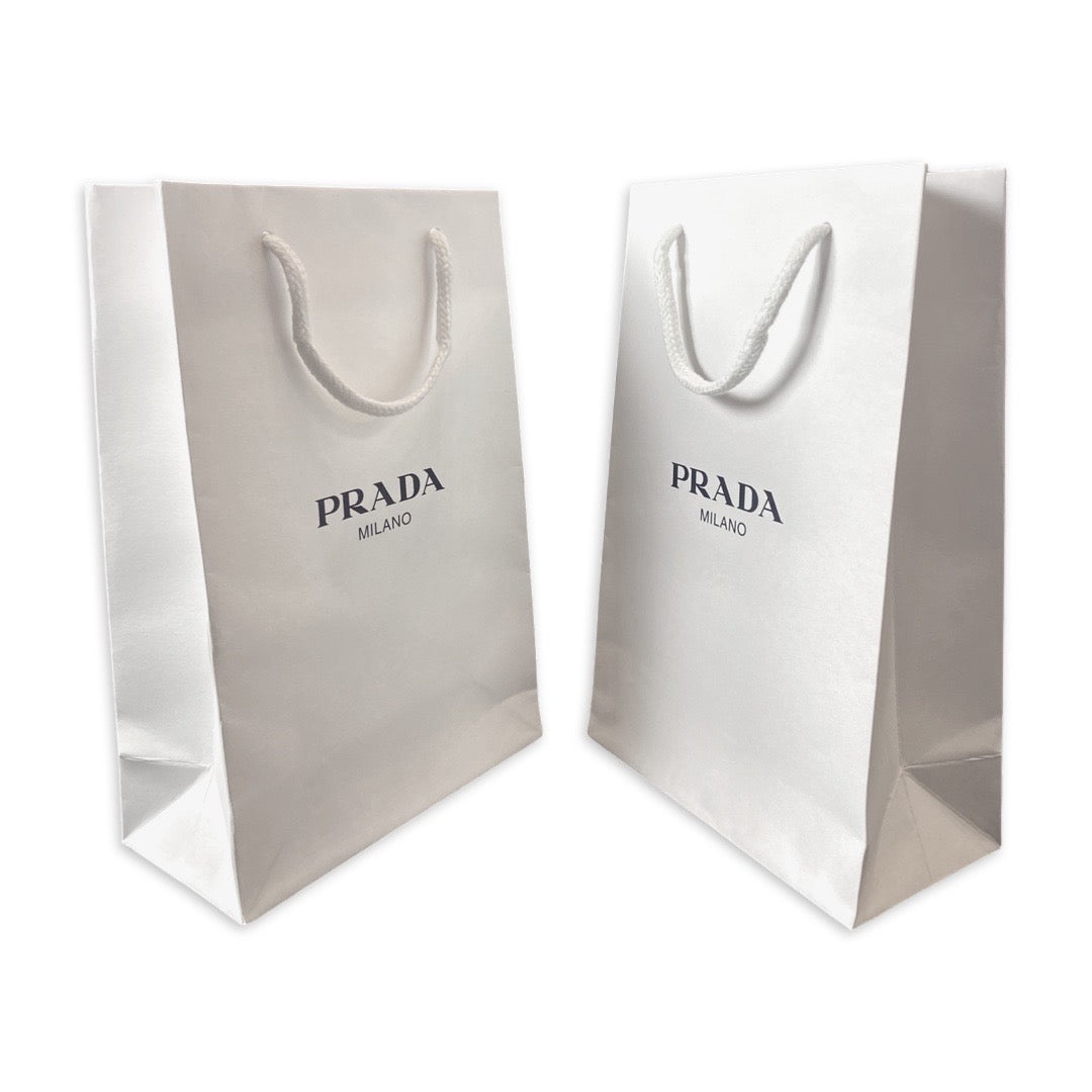 Prada Shopping Gift Bag Designer White Paper Small Set of 2