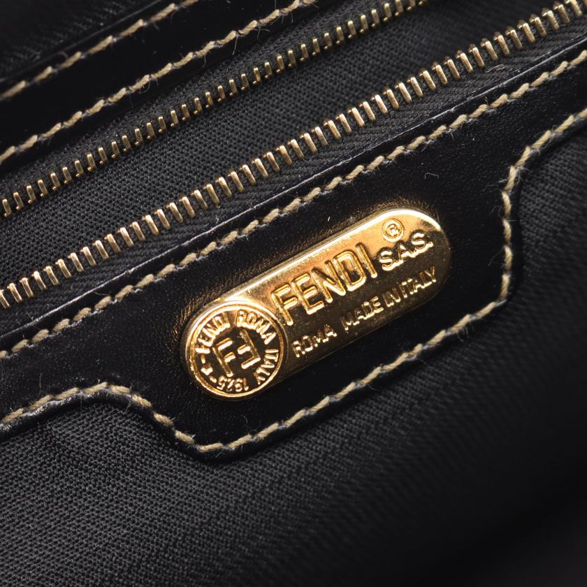 Fendi Pecan Handbag PVC Leather Brown Black