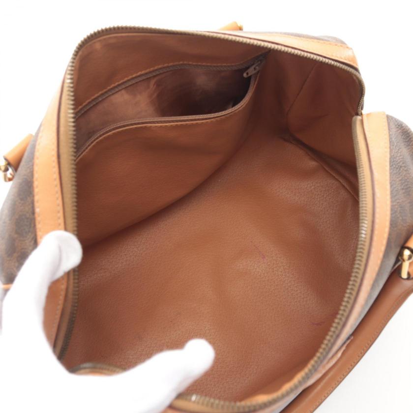 Luxury CELINE Macadam Handbag Mini Boston Bag Dark Brown PVC Leather