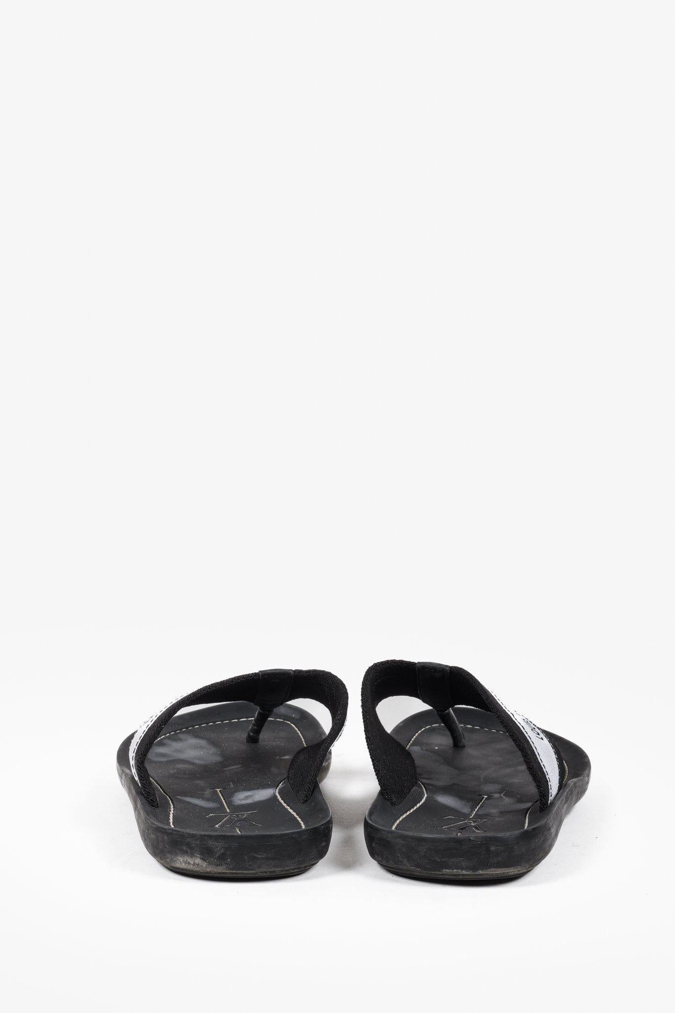 Louis Vuitton Black and White Canvas Flip Flops