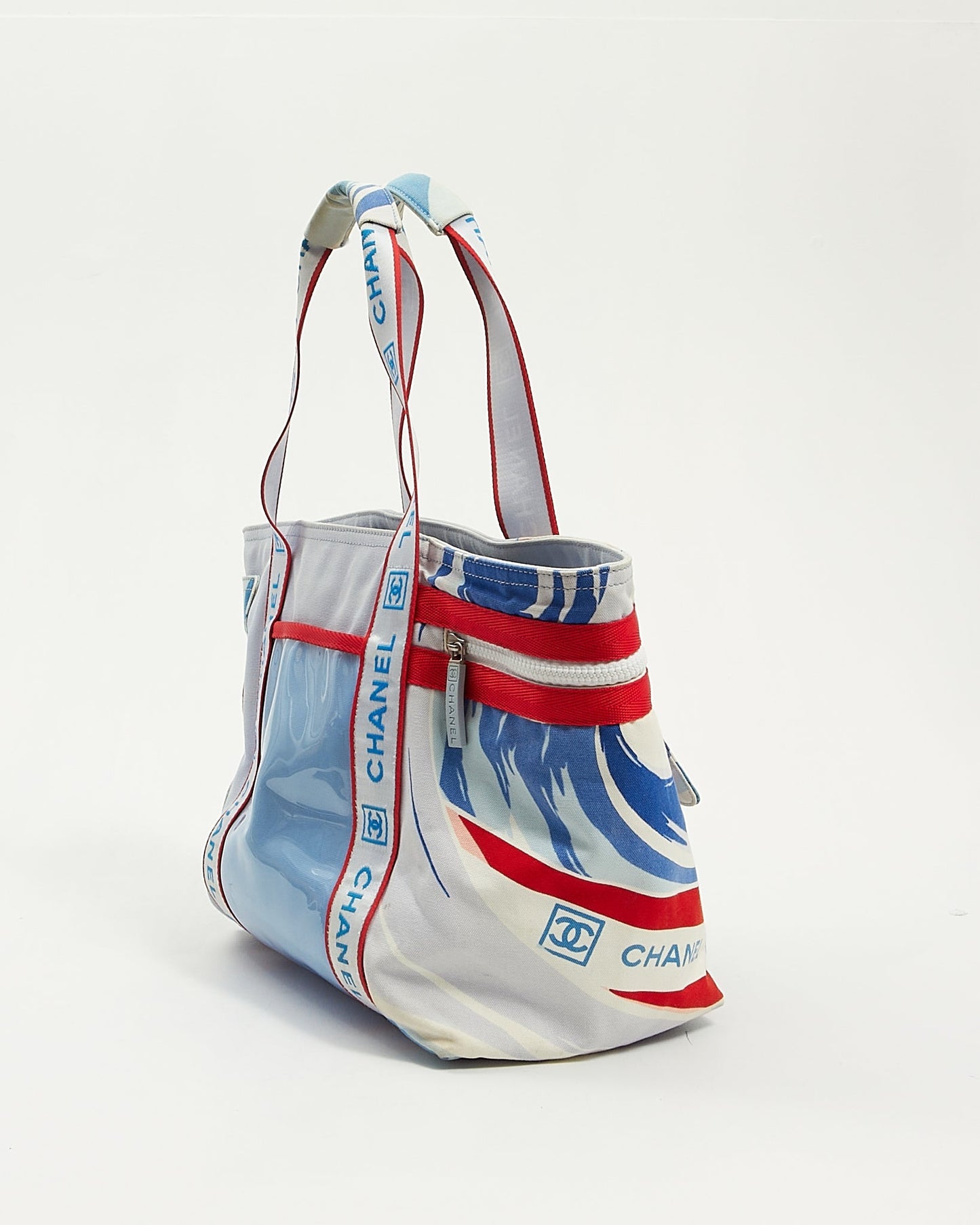 Chanel Blue Red Fabric Surf Beach Tote Bag