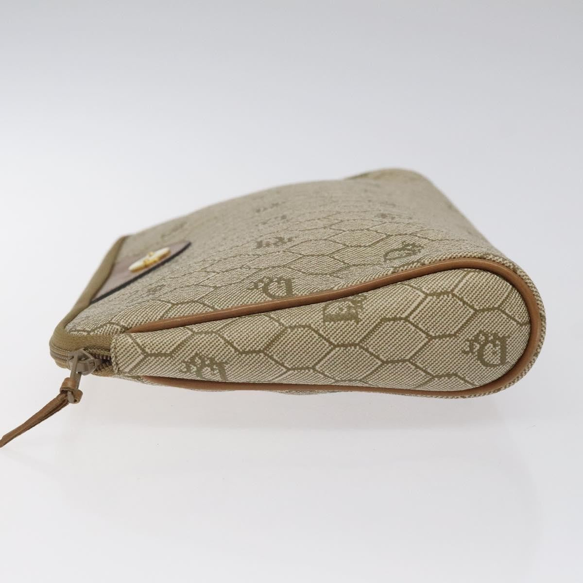 Christian Dior Honeycomb Zip Pouch Coated Canvas Beige Pvc Clutche & Pouche Bag