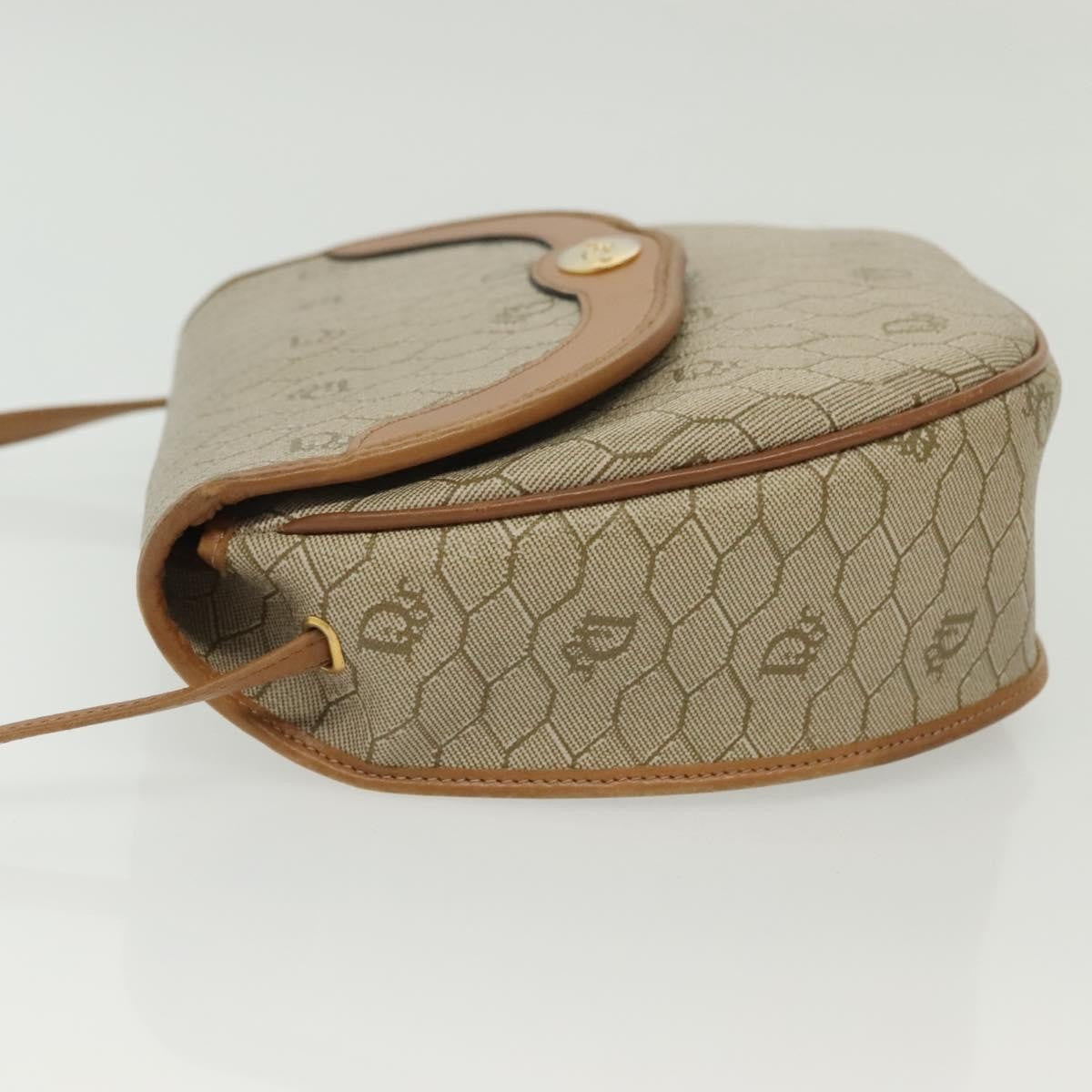 Christian Dior Honeycomb Shoulder Bag Canvas Beige Canvas Bag