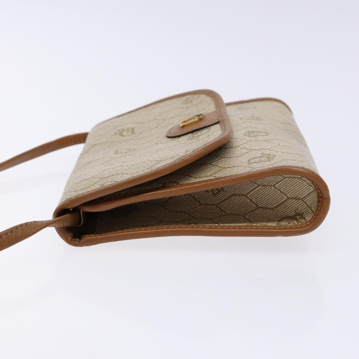 Christian Dior Honeycomb Flap Crossbody Bag Coated Canvas Beige Pvc Bag