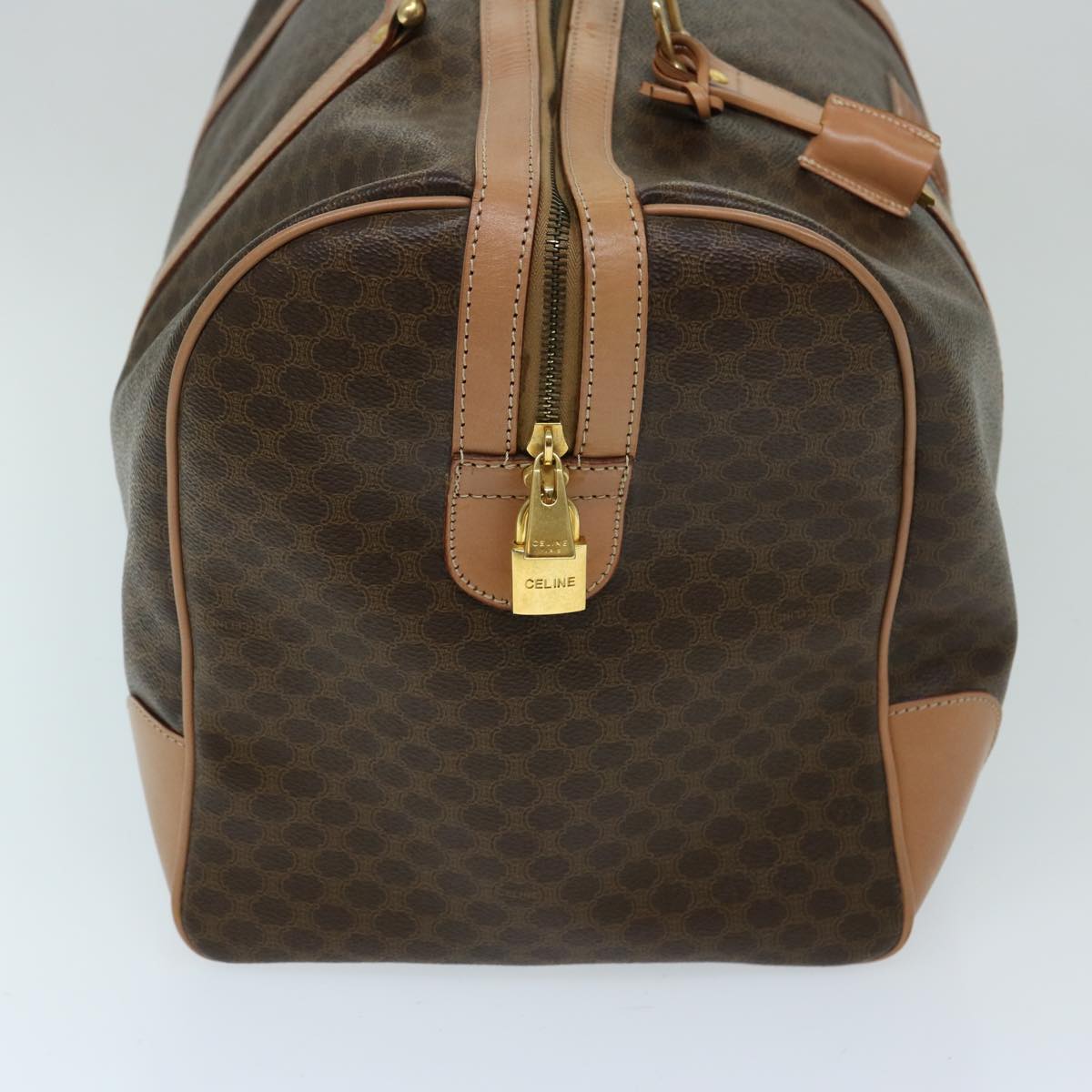 Luxury CELINE Macadam Canvas Boston Bag PVC Brown tb1060
