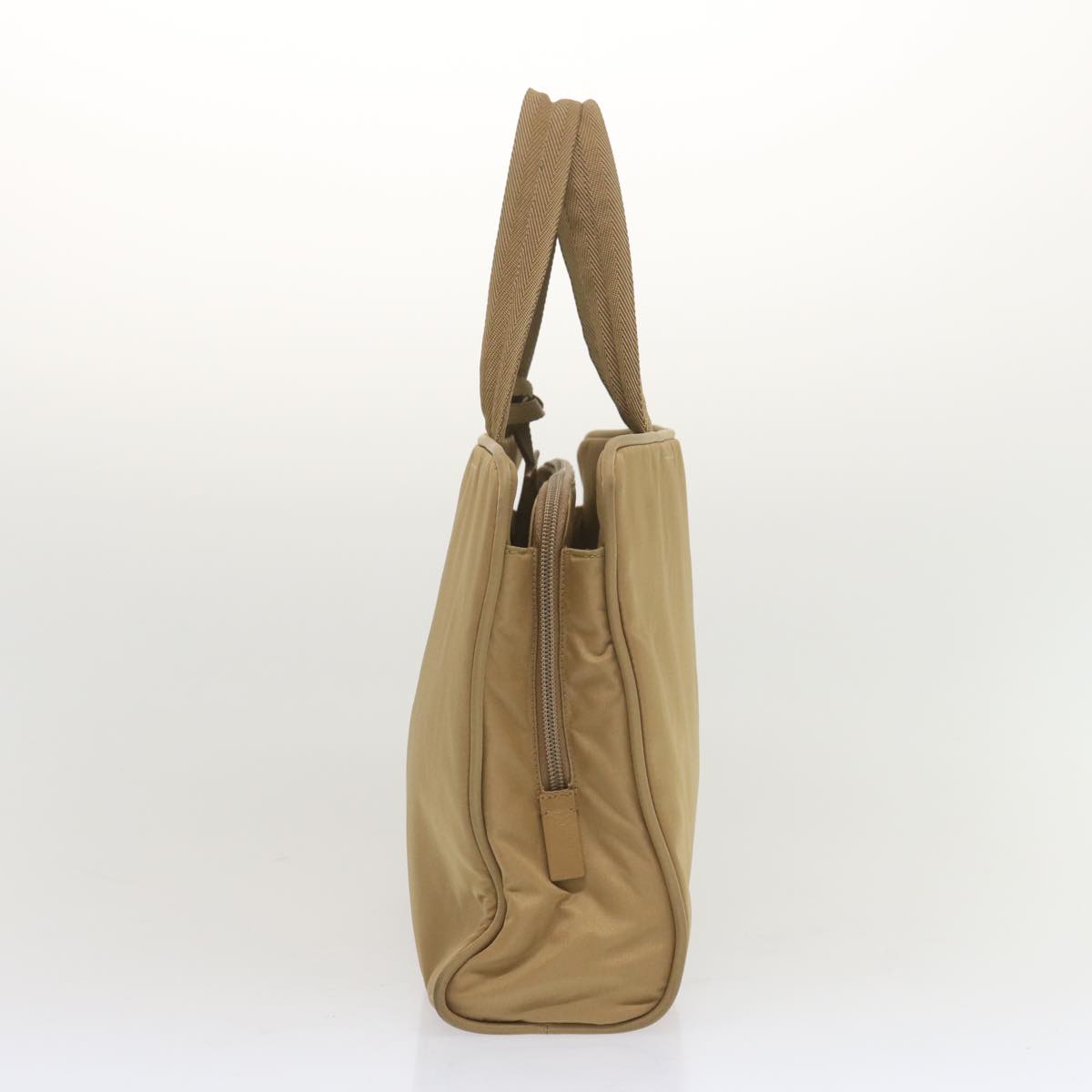 PRADA Hand Bag Nylon Beige Auth ti1597