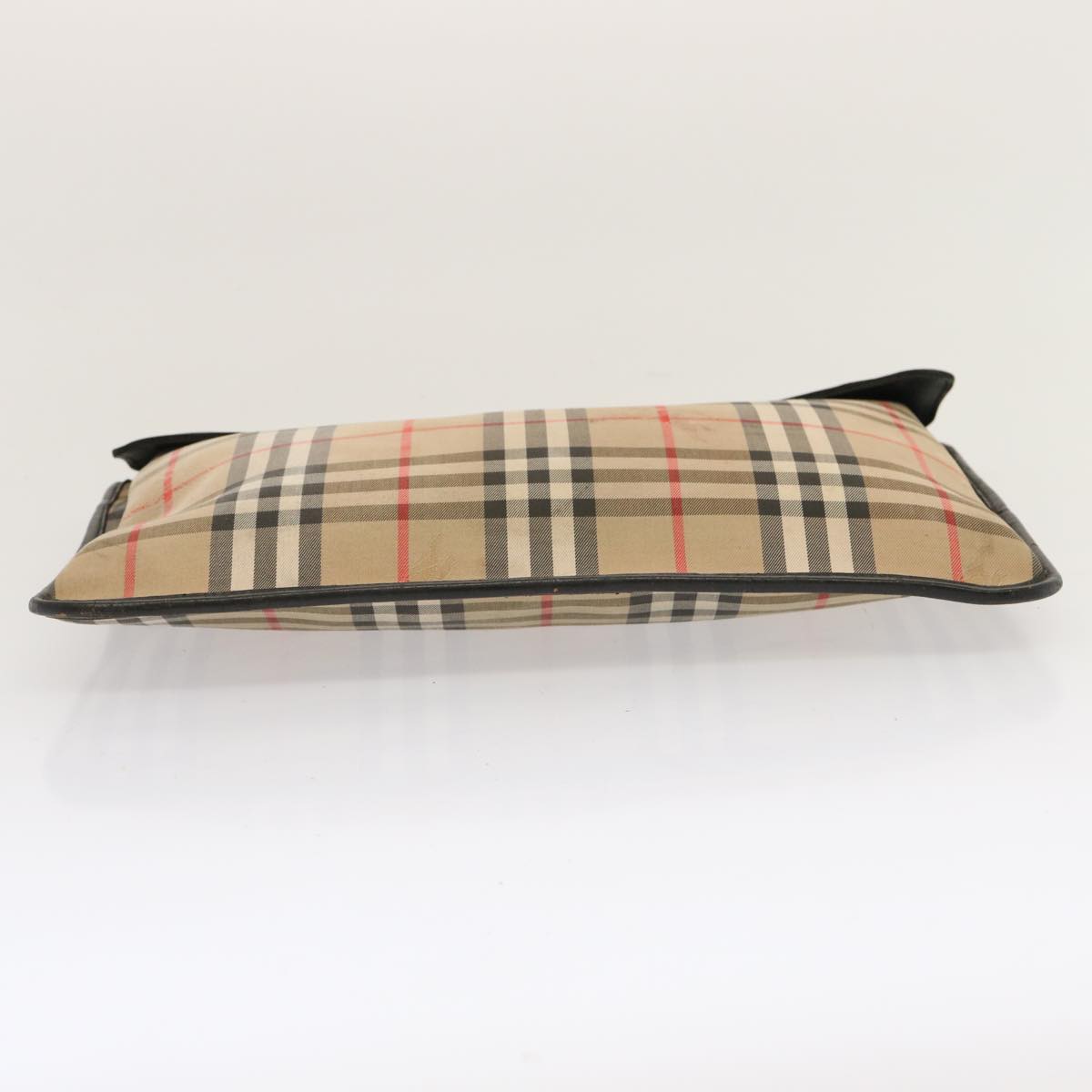 Burberry Nova Check Clutch Bag Canvas Beige Auth ti1616