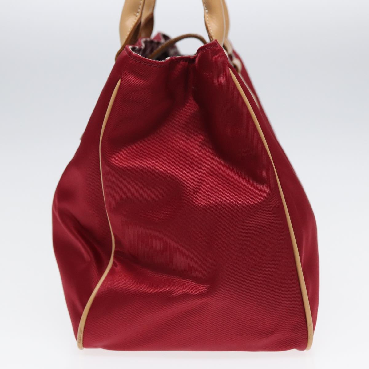 Burberry Nova Check Blue Label Hand Bag Nylon Red Beige Auth ti1858