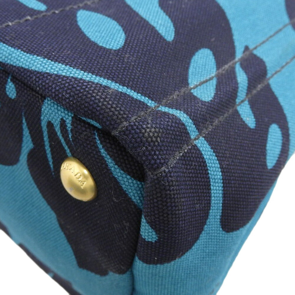 Prada Canvas Canapa Tote Turquoise Handbag