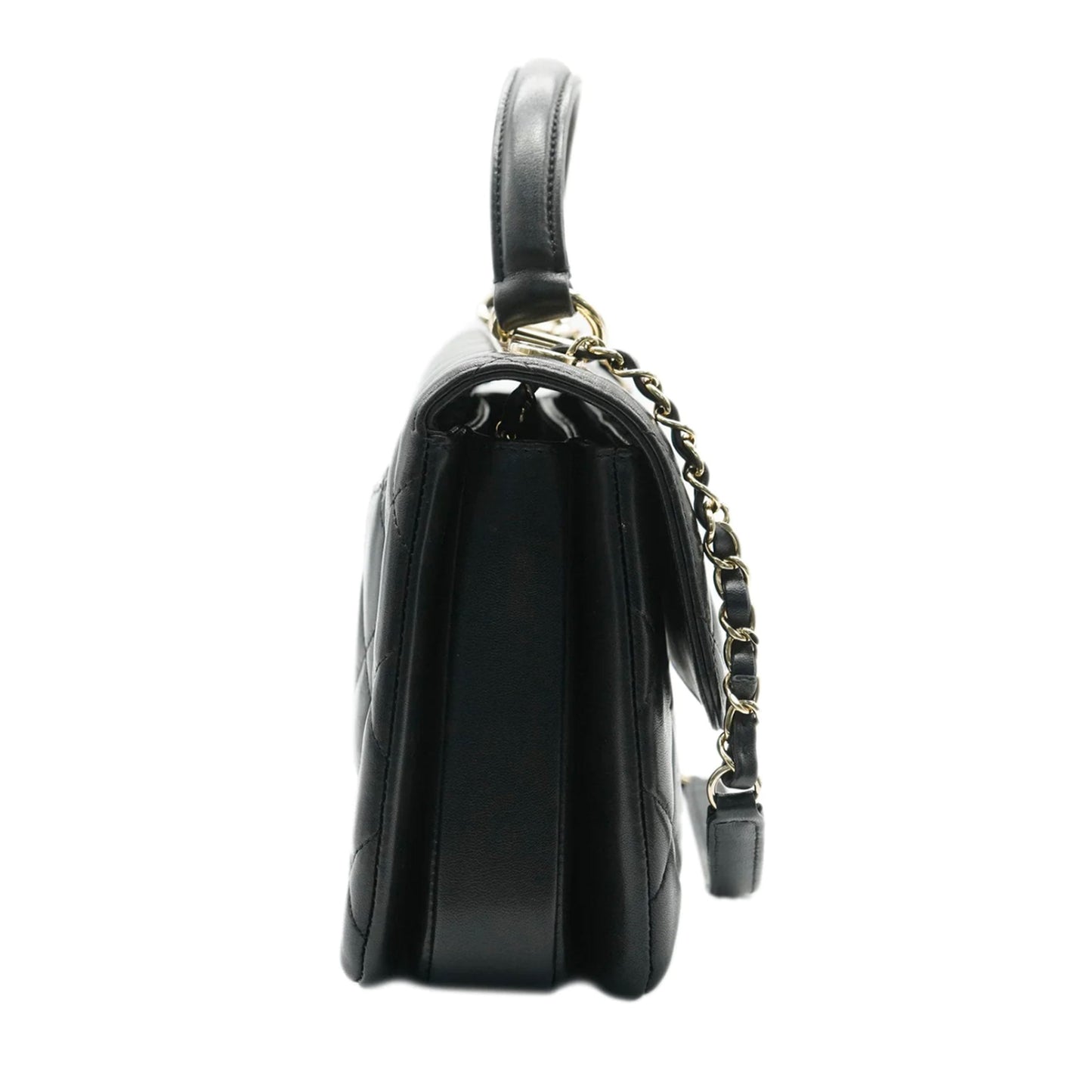 CHANEL Black Quilted Lambskin Small Trendy CC Dual Handle Flap Bag