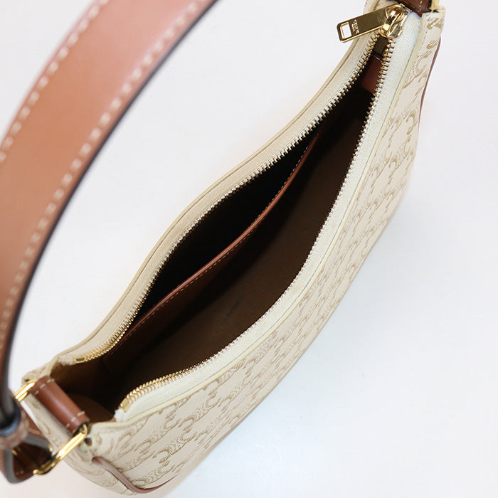 CELINE 19395 2BZJ 01BC Shoulder Bag AVA Bag Triomphe Coated canvas.leather white Women