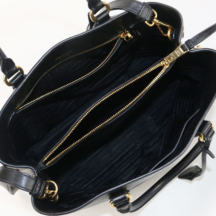 PRADA 1BA579 Tote Bag Embossed logo 2WAY handbag leather black Women(unisex)