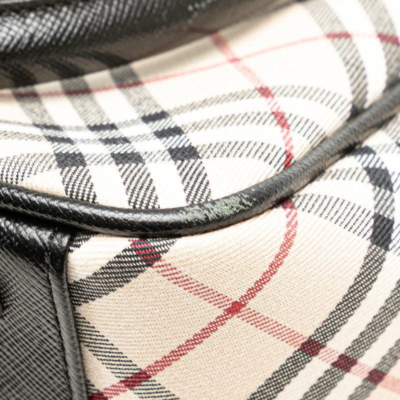 Burberry Nova Check Canvas Leather Handbag