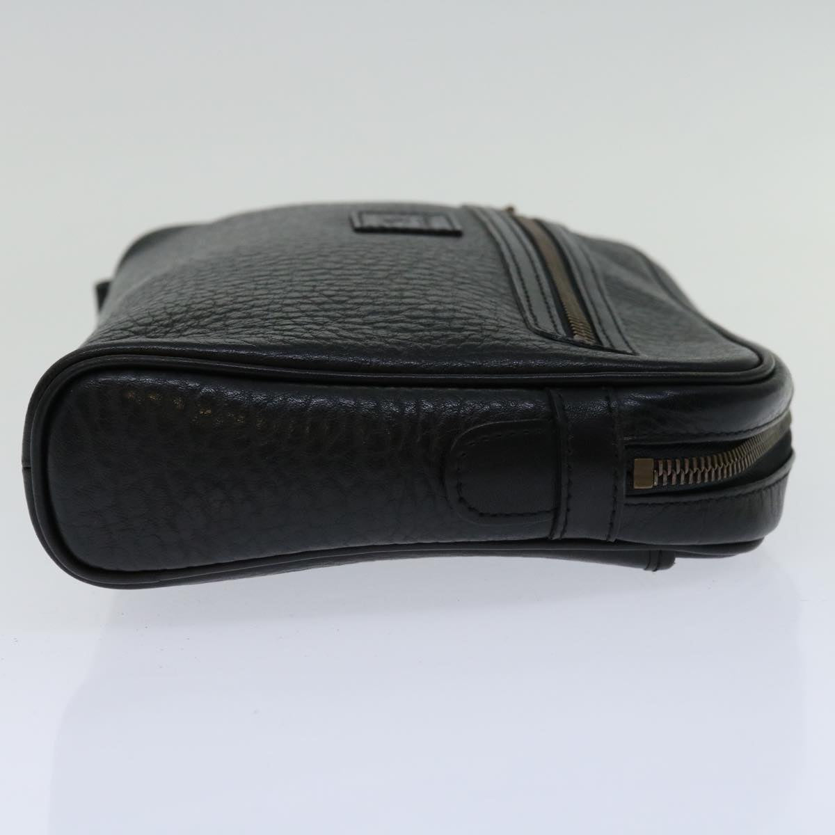 Burberry Clutch Bag Leather Black Auth yk11126