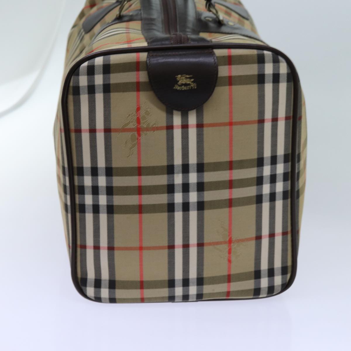 Burberry Nova Check Boston Bag Canvas Beige Auth yk11757