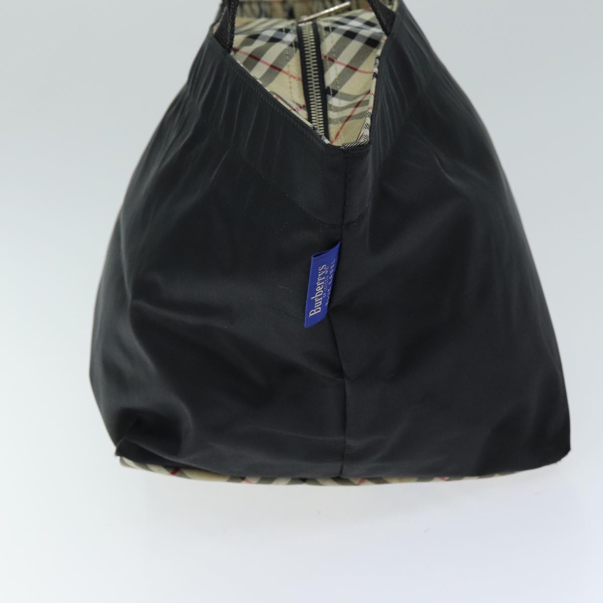 Burberry Nova Check Blue Label Tote Bag Nylon Black Auth yk12675