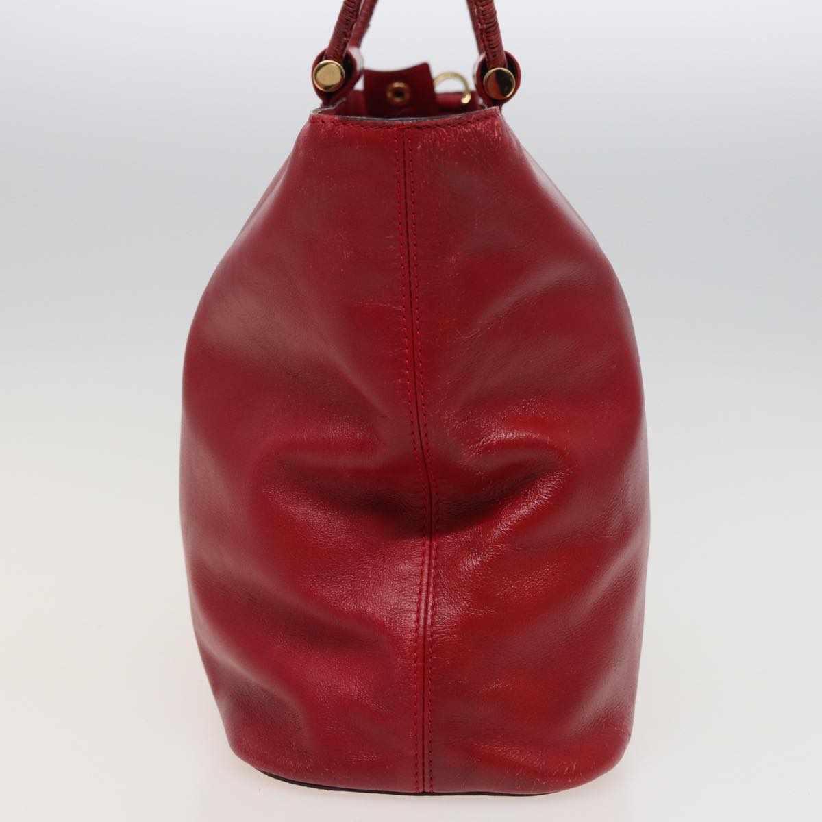 Luxury CELINE Hand Bag Leather 2way Red 13083