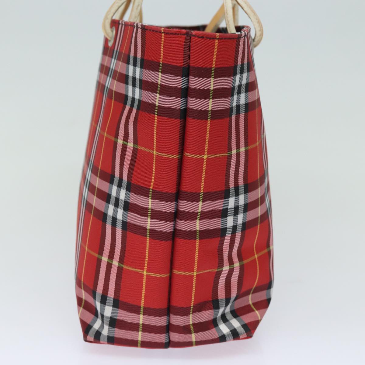 Burberry Nova Check Hand Bag Nylon Red Auth yk13442